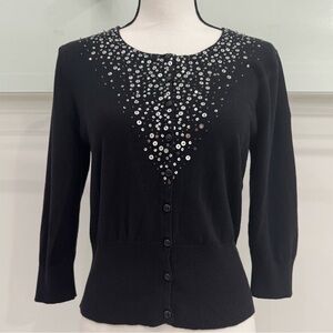 APT. 9 Women’s Medium Button-Up Sweater w/ Silver Sequins – 3/4 Sleeve